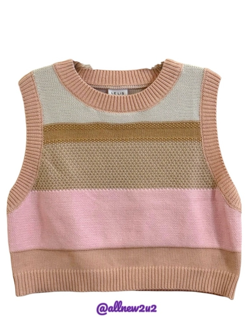 Le Lis Soft Pink and Cream Knit Sweater